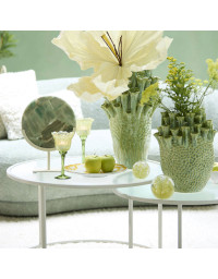 Sulfure verre Coral jaune 10x10x10cm