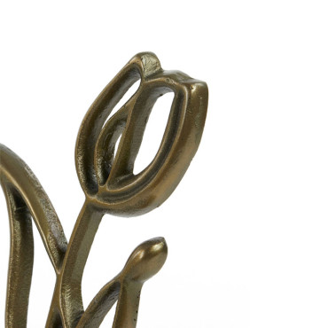 Statuette décorative fleurs métal bronze 17x6x35cm