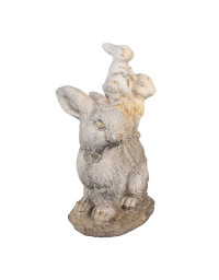 Figurine lapin marron beige céramique 27x18x43cm