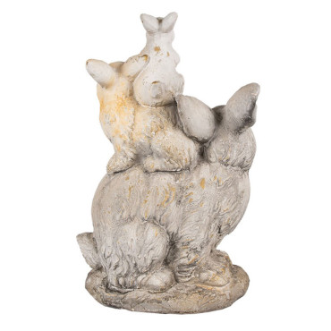 Figurine lapin marron beige céramique 27x18x43cm