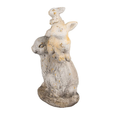 Figurine lapin marron beige céramique 27x18x43cm
