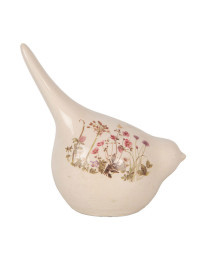 Oiseau céramique beige rose 17x11x18cm