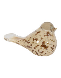 Presse papier oiseau verre beige doré 14x6x8cm