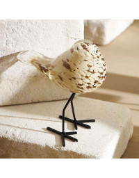 Décoration oiseau verre métal beige doré 15x8x14cm