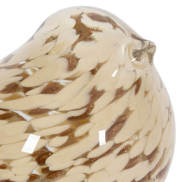 Décoration oiseau verre métal beige doré 15x8x14cm