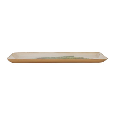 Plateau bananier vert métal beige 16x2x26cm