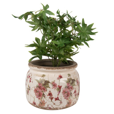 Pot de fleur rose céramique beige 15x20x20cm