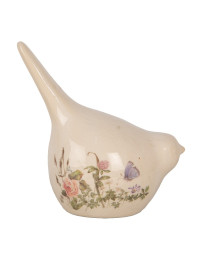 Figurine oiseau beige céramique 14x9x15cm