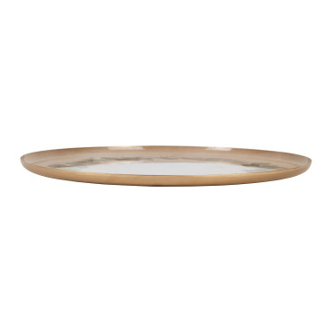 Plateau rond eucalyptus vert métal 35x35x35cm