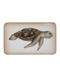 Plateau tortue métal beige 26x16x26cm