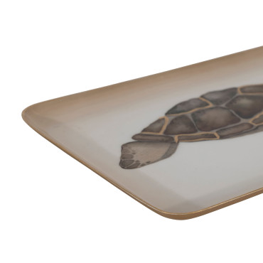 Plateau tortue métal beige 26x16x26cm