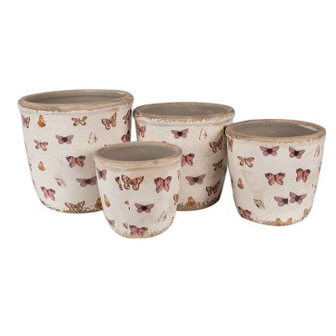 Pot de fleurs rose beige céramique 15x15x14cm