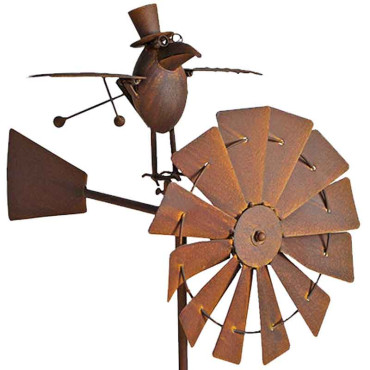 Girouette éolienne moulin jardin Birdy 42x58x150cm
