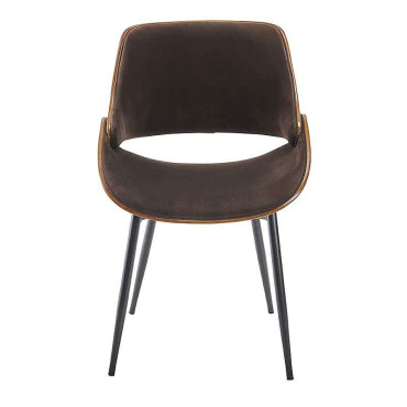 Chaise Mannix finition noyer velours marron 78x56x54cm