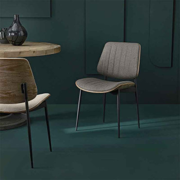 Chaise Médaillon Capitonnée En Chêne Et Lin Beige - Dimensions 50x97x50 Cm, Neuve