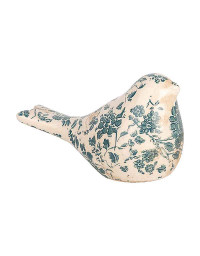 Figurine oiseau beige vert céramique 16x7x9cm