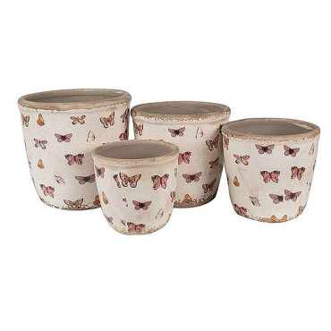 Pot de fleurs beige rose céramique 16x16x16cm