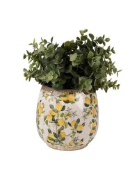 Pot De Fleurs En Céramique Jaune Citron - Ø 20 Cm, Hauteur 15 Cm - Déco Intérieur/extérieur - Marque Clayre & Eef - 7