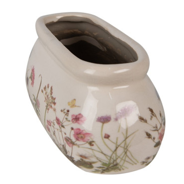 Pot de fleurs ovale beige céramique 18x8x7cm