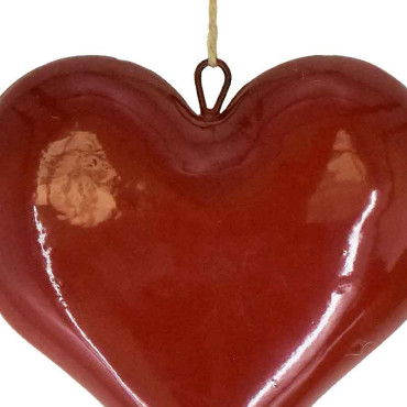 Suspension déco cœur rouge 16x5x16cm