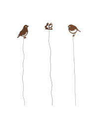 Ensemble 3 tuteurs oiseaux fer 15x97cm