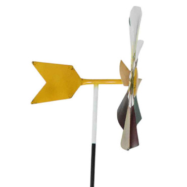 Moulin à vent coloré en fer 45x35x180cm