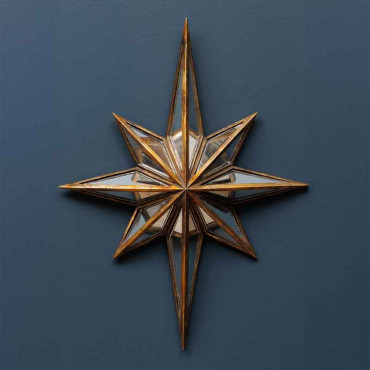 Étoile miroirs dorée Constellation résine 33x25x4cm