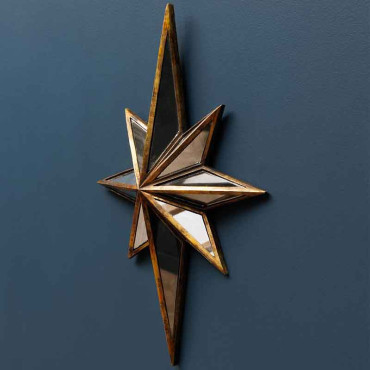 Étoile miroirs dorée Constellation 33x25x4cm