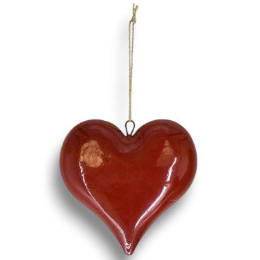 Suspension déco cœur rouge 16x5x16cm