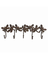 Patère libellules marron fonte 37x4x12cm