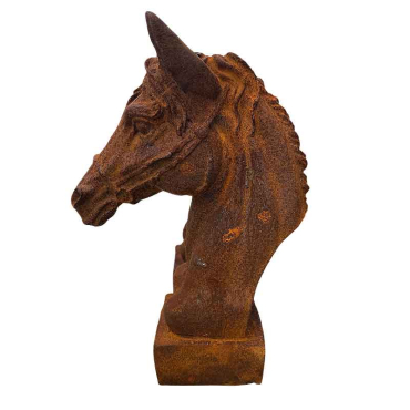 Tête de cheval fonte rouille 41x30x13cm