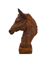 Tête de cheval fonte rouille 41x30x13cm