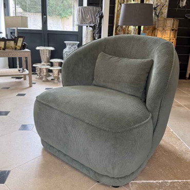Fauteuil côtelé vert Nasrine 78x81x74cm