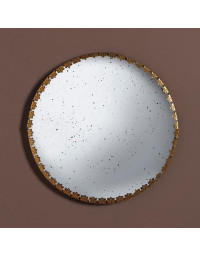Miroir antique convexe bords festonnés 27x27x1cm