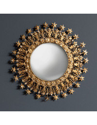 Miroir convexe auréole d'étoiles doré 28x28x1cm