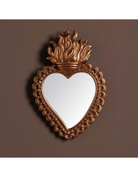 Petit miroir coeur Ex-voto doré 20x13cm