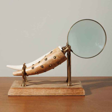 Ensemble 2 loupe cornes sur pied 16x31x8cm