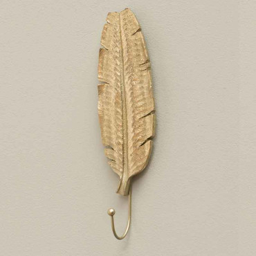Crochet doré feuille de bananier 25x7x5cm