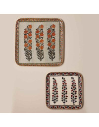 Ensemble 2 plateaux carrés Kanpur 27x2x27cm