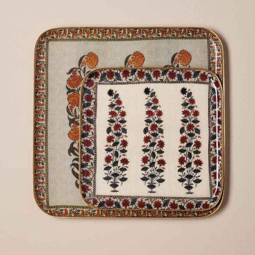 Ensemble 2 plateaux carrés Kanpur 27x2x27cm