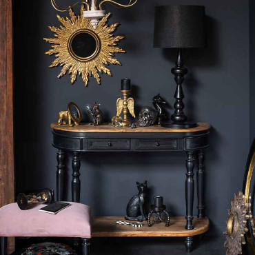 Console deux étages patine noire Nevermore 121x35x91cm