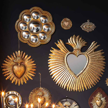 Miroir convexe doré 8 mini miroirs 35cm