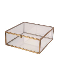 Boîte à bijoux verre doré 20x20x8cm