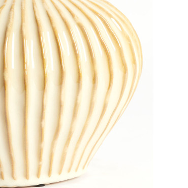 Vase décoratif céramique beige texturé 25x14x20cm