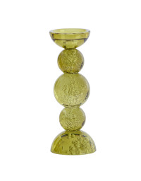 Bougeoir bullé ITINGA vert olive 10x27cm