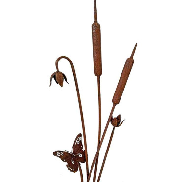 Tuteur jardin roseaux fer 16x25x102cm