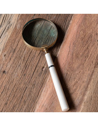 Loupe Sculpture XXL avec Manche Style Corne et Laiton 43x15cm
