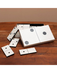 Coffret Sculpture Dominos XXL en Résine Noir et Blanc 33x11x18cm