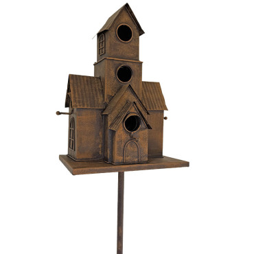 Nichoir oiseaux maison à planter 28x20x166cm