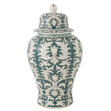 Grand vase porcelaine vert blanc 29x29x51cm
